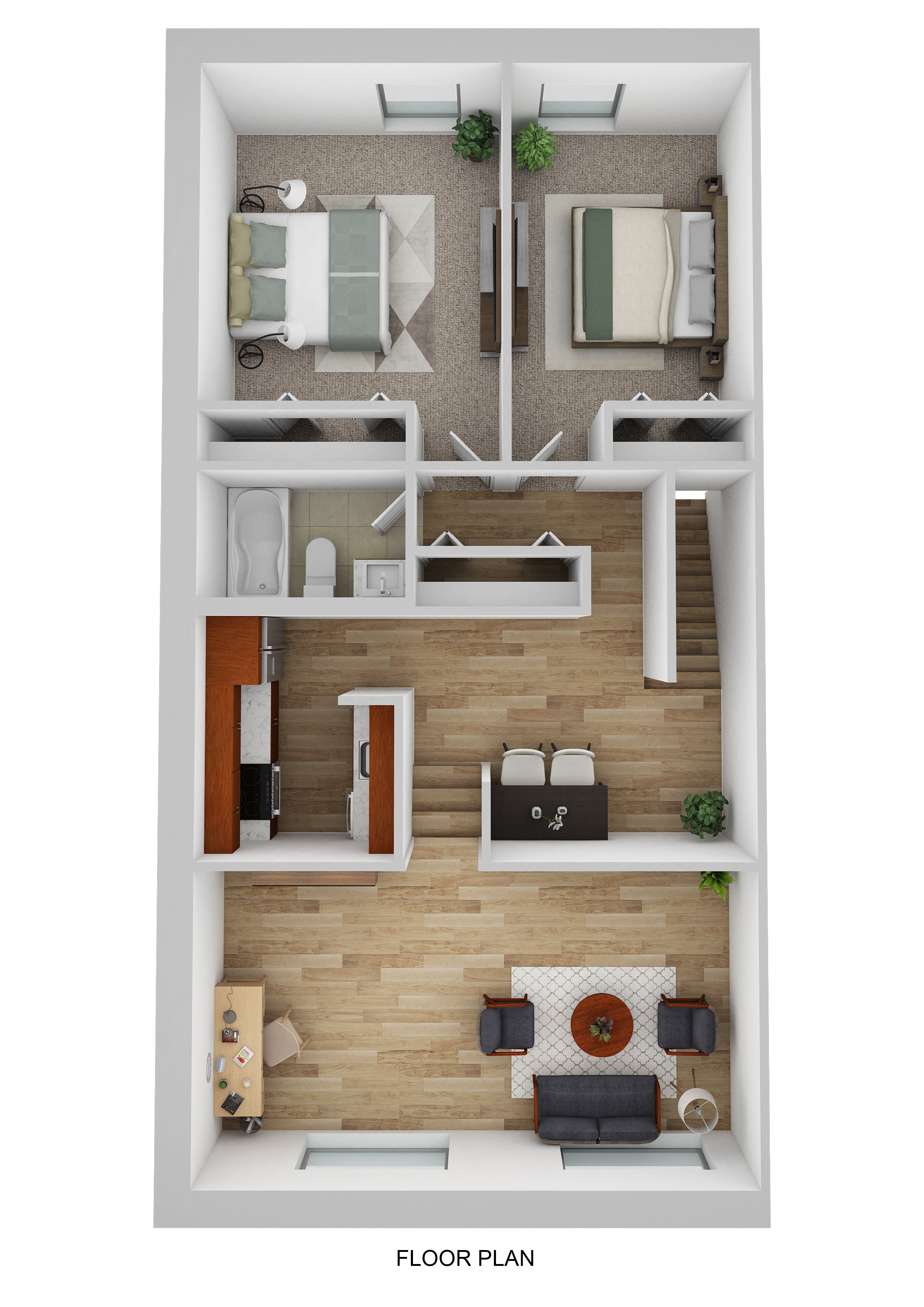 Floor plan for 2 beds, 1 bath, 1200 sqft